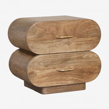 Pack De 2 Mesitas De Noche 55x35 Cm En Madera De Mango Elaia Madera Mango - Sklum