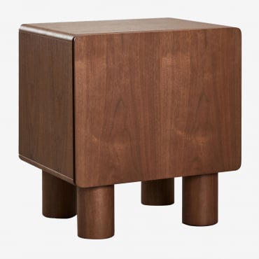 Pack De 2 Mesitas De Noche Rectangulares 50x40 Cm En Mdf Y Chapa Gumeri Madera Oscura - Sklum