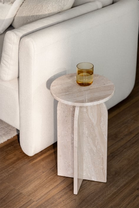 Mesa auxiliar redonda Ø30 cm en mármol Graham - Mármol Beige Dyna