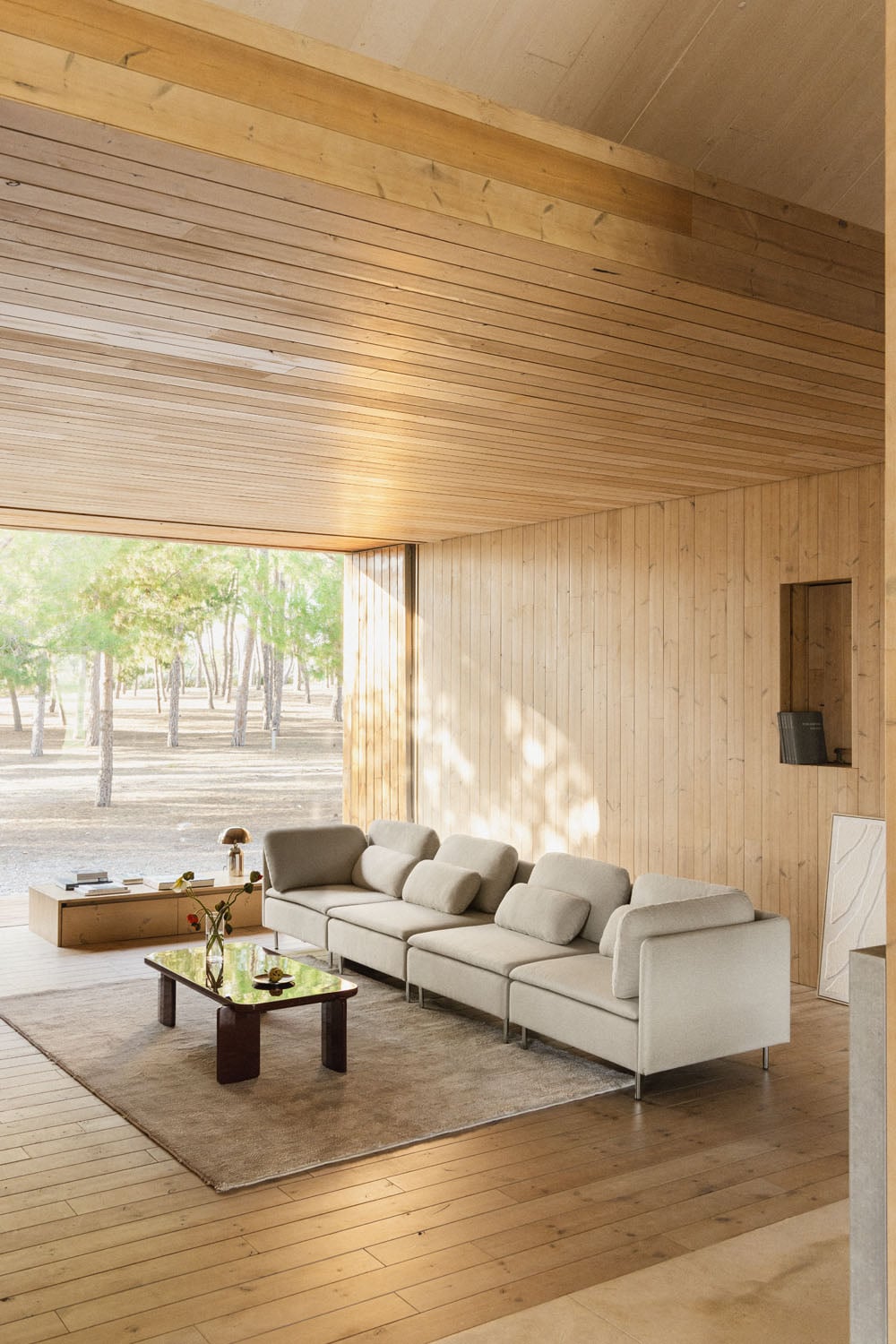 Sofá modular de 4 plazas beige Oriol