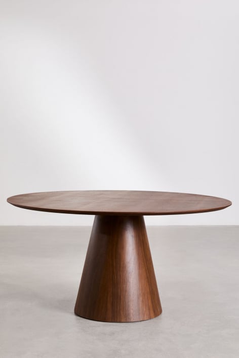 Mesa de comedor redonda en madera Aura - Chapa de Madera de Nogal