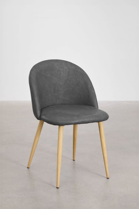 Pack de 2 sillas de comedor tapizadas en polipiel Kana - Gris Antracita