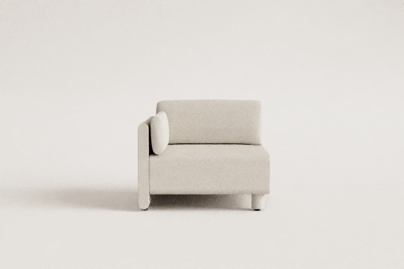 Módulo esquinero izquierdo para sofá modular en tela bouclé Artemisa