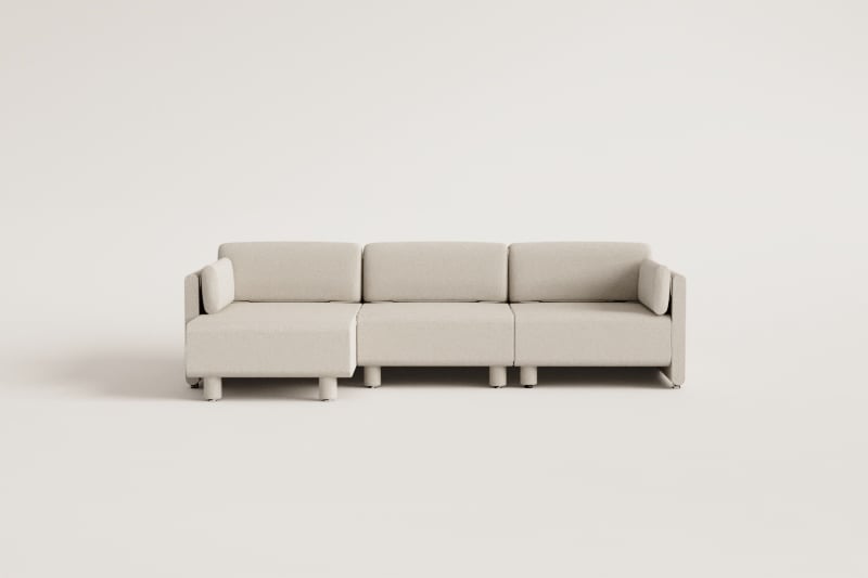 Sofá modular chaise longue izquierdo de 3 piezas en tela bouclé Artemisa