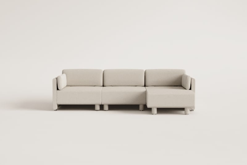 Sofá modular chaise longue derecho de 3 piezas en tela bouclé Artemisa