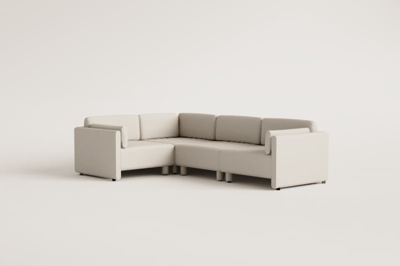 Sofá modular rinconera izquierda de 4 piezas en tela bouclé Artemisa