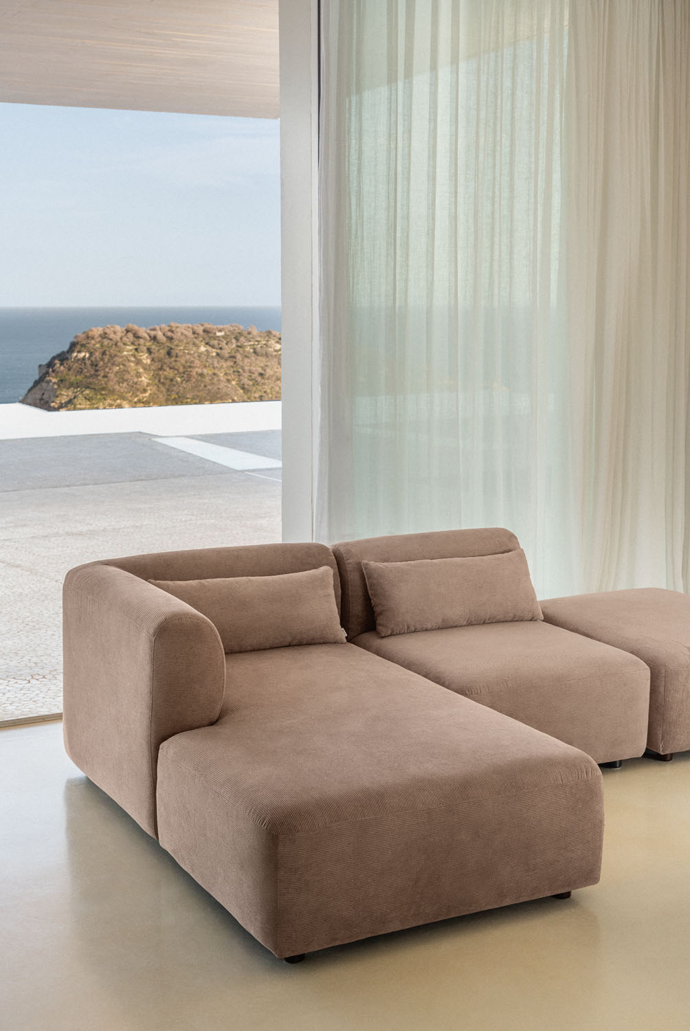 Módulo Chaise Longue Izquierdo para Sofá Modular Beige