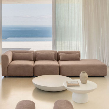 Sofá Modular Esquinero De 3 Piezas Con Diván Derecho Fogler Pana Marrón Camel - Sklum