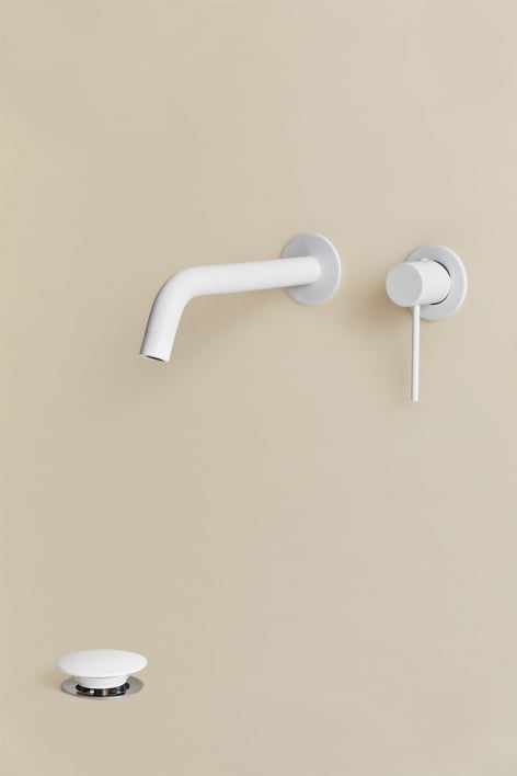 Set de grifo de lavabo empotrado en latón y válvula de desagüe para lavabo tipo Click-Clack en acero inoxidable y latón Orveta