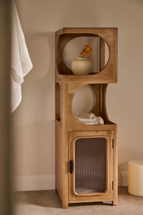 Estantería para baño en madera de acacia y cristal Massilia