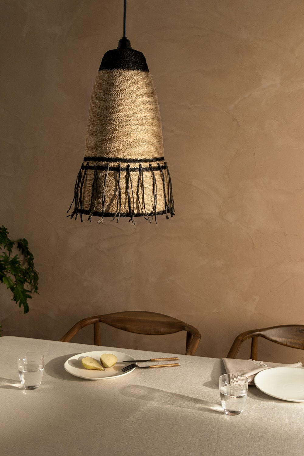 Lámpara de techo colgante de fibras naturales Madelyn