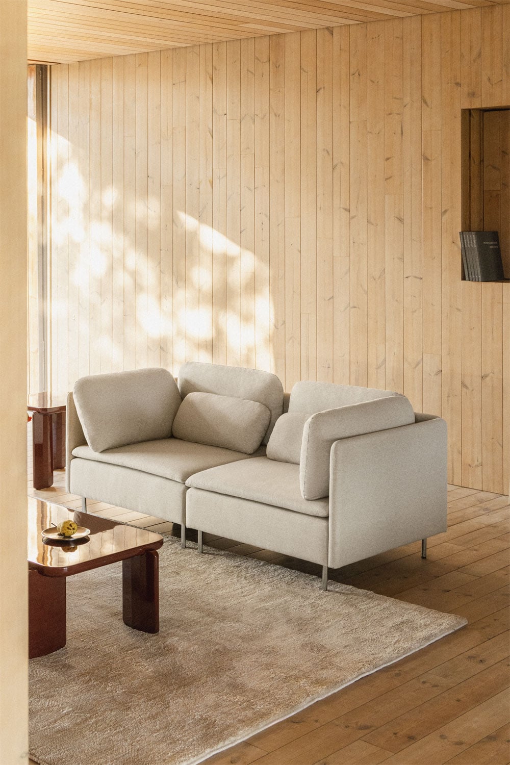 Sofá modular Oriol de 2 piezas en tela beige