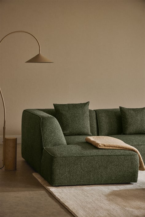 Módulo chaise longue izquierdo para sofá modular tapizado Cardea - Bouclé Verde Salvia