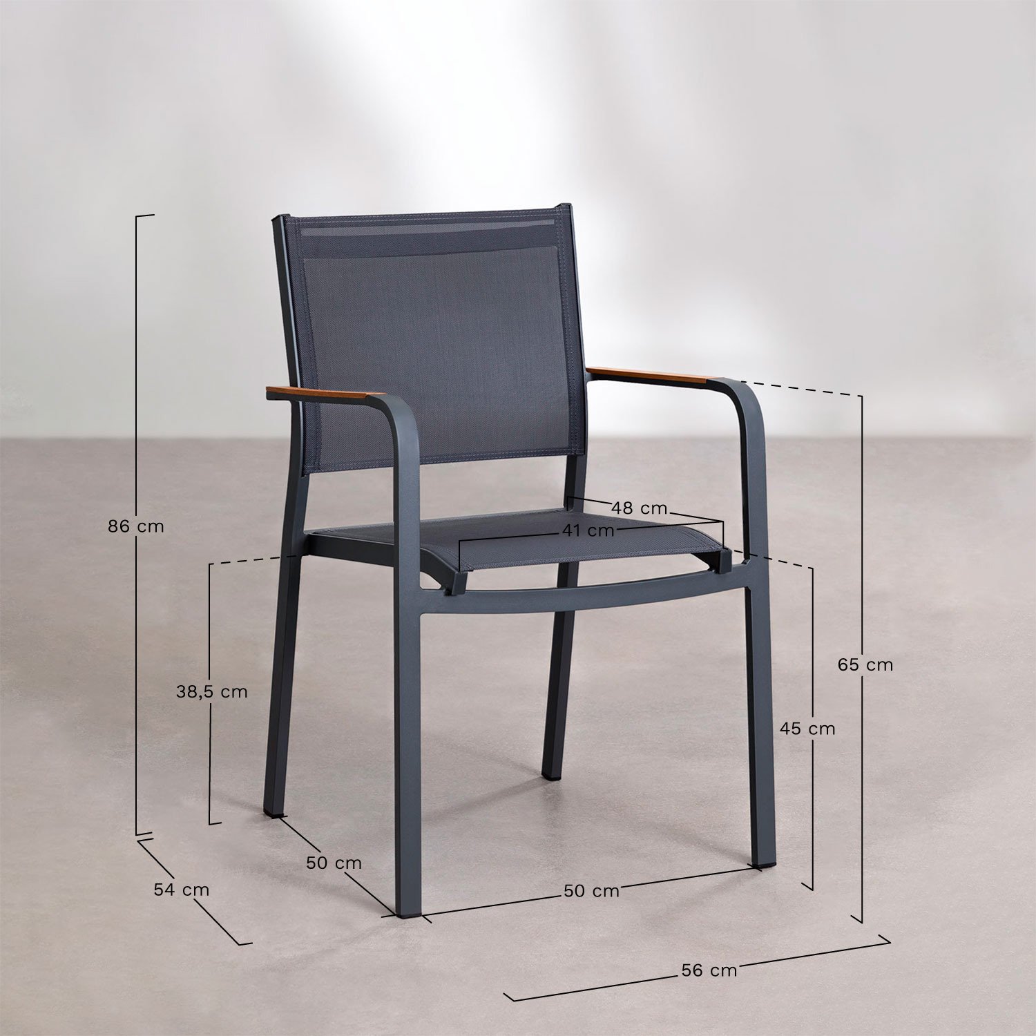 Set de mesa rectangular 180x240-100 cm extensible Starmi y 6 sillas de jardín apilables en aluminio Archer    , medidas