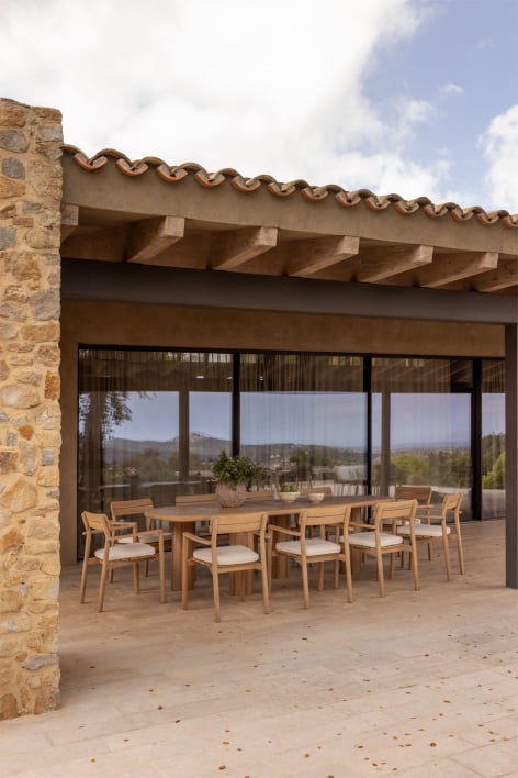 Mesa de jardín ovalada en madera de acacia Ginara