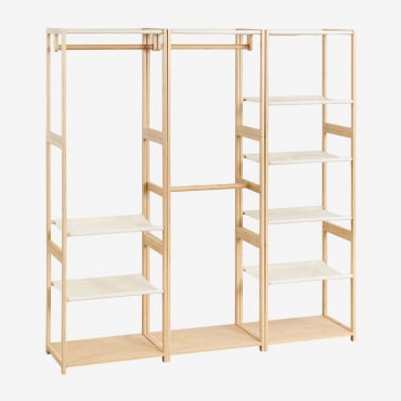 Armario Modular Abierto De 3 Piezas Con Estantería Y Perchero En Bambú Deneb Natural - Sklum