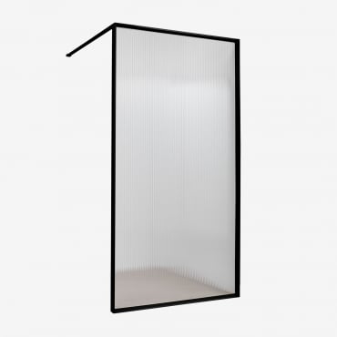 Mampara De Ducha Fija Con Cristal Templado 5 Mm Y Aluminio Trafalgar Negro Mate & Acanalado Transparente & 80 X 195 Cm - Sklum