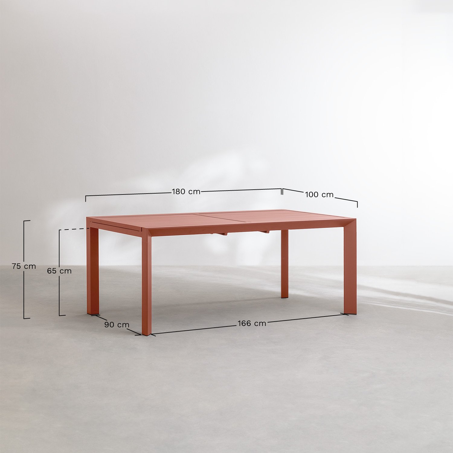 Set de mesa extensible rectangular 180-240x100 cm en aluminio Starmi y 6 sillas de jardín en aluminio y ratán sintético Amatria, medidas