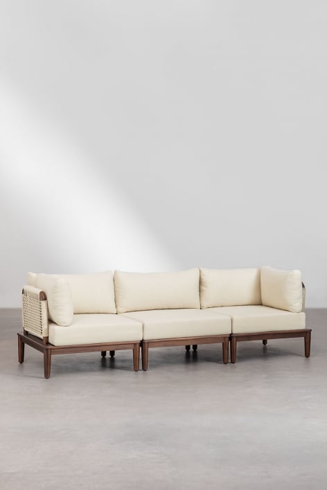 Sofá modular de 3 piezas con 2 sillones esquineros en acacia Giulia