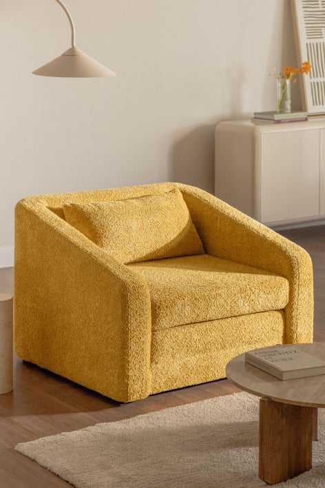 Sillón cama en tela bouclé Dalila - Bouclé Amarillo Miel