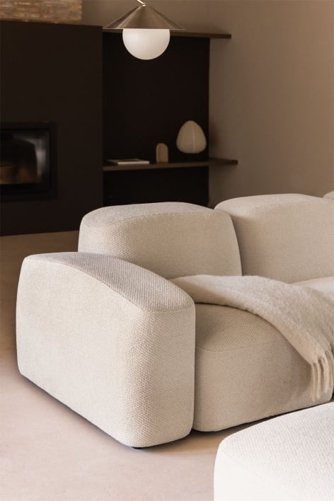 Módulo esquinero izquierdo para sofá modular Bastian - Chenilla Gruesa Blanco