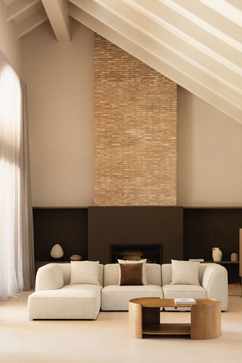 Sofá modular chaise longue izquierdo de 3 piezas tapizado Cardea