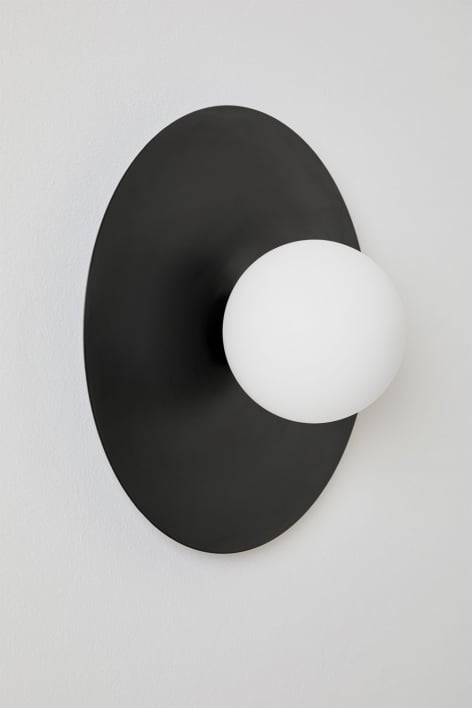 Aplique de pared en hierro y cristal Anine - Negro