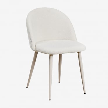 Pack De 2 Sillas De Comedor En Tela Bouclé Kana Deluxe Beige Crema & Bouclé Blanco - Sklum
