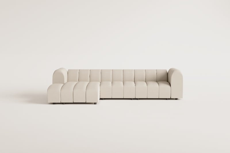Sofá modular chaise longue izquierdo de 3 piezas en tela bouclé Eliot