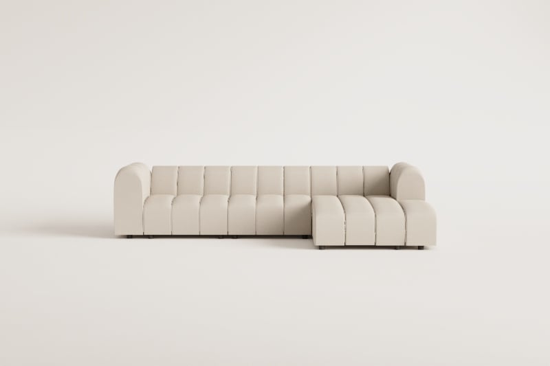 Sofá modular chaise longue derecho de 3 piezas en tela bouclé Eliot