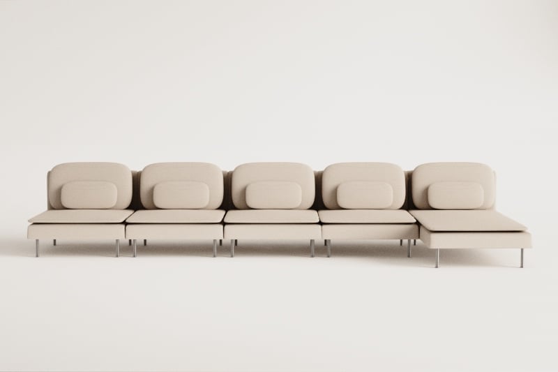 Sofá modular chaise longue derecho de 5 piezas Oriol