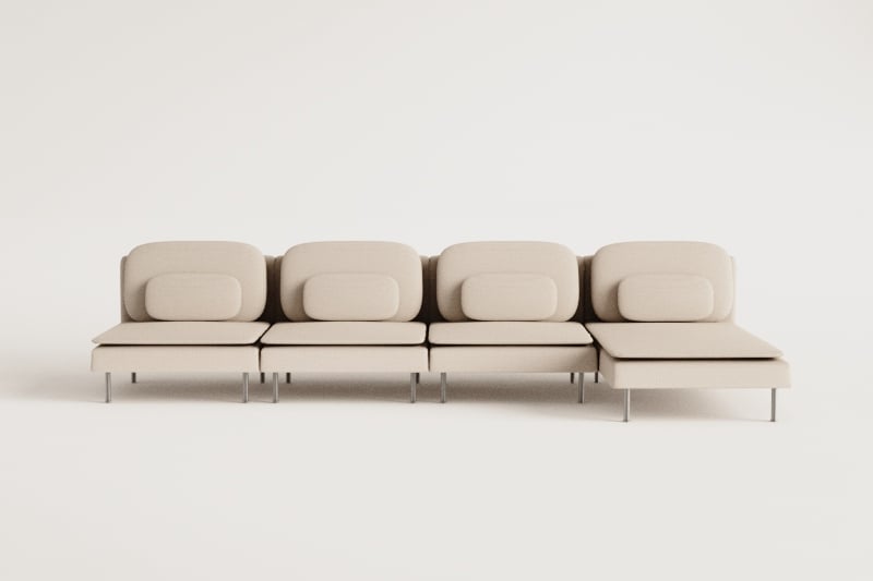 Sofá modular chaise longue derecho de 4 piezas Oriol