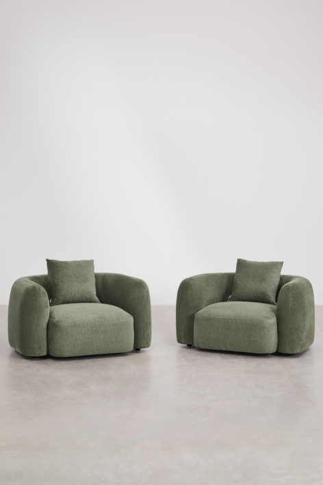 Pack de 2 sillones en chenilla color verde salvia Coco
