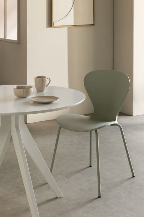 Silla de comedor apilable en polipropileno y hierro Uit Colors