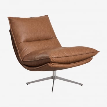 Sillón Giratorio En Polipiel Sisko Polipiel Camel Vintage - Sklum