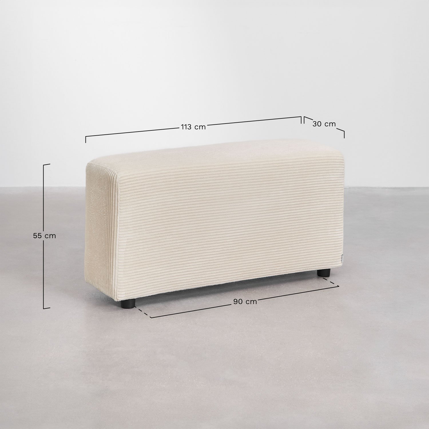 Reposabrazos derecho bajo ↑55 cm para sofá modular Bruna , medidas