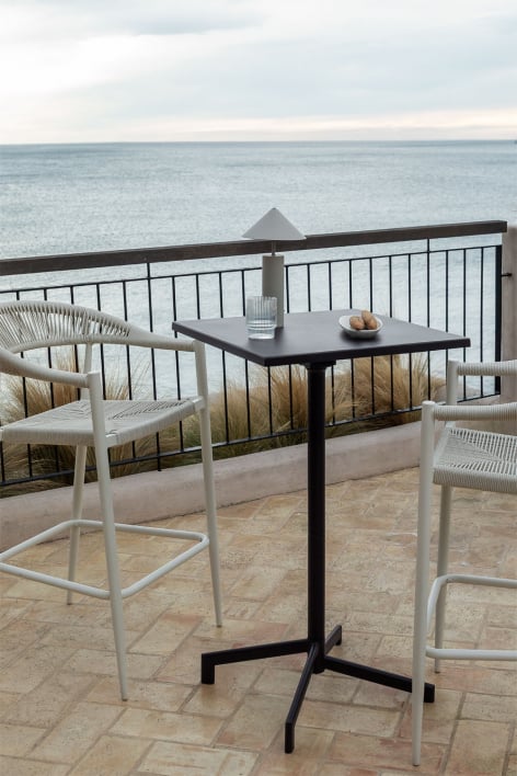 Mesa de bar cuadrada 60x60 cm plegable y convertible en 2 alturas en acero Dely - Negro