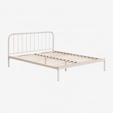 Cama En Hierro Asteri Beige Tapioca & 160 X 200 Cm - Sklum