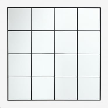 Espejo De Pared Cuadrado 120x120 Cm En Metal Efecto Ventana Sofi Negro - Sklum