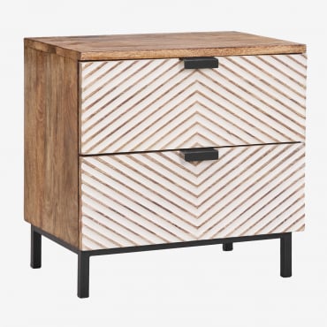 Pack De 2 Mesitas De Noche 50x35 Cm En Madera De Mango Alembe Madera Mango - Sklum