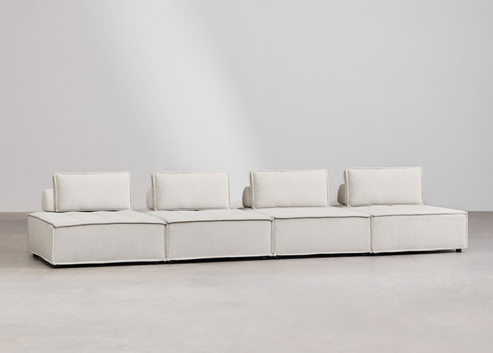 Sofá modular de 4 piezas en tela Vermont - Tela Beige Crema