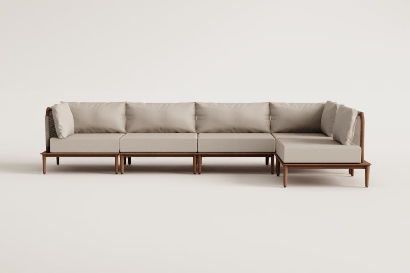Sofá modular rinconera de 5 piezas en acacia Giulia