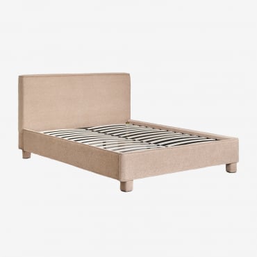 Cama En Tela Chenilla Gruesa Jokin Chenilla Gruesa Marrón Latte & 160 X 200 Cm - Sklum