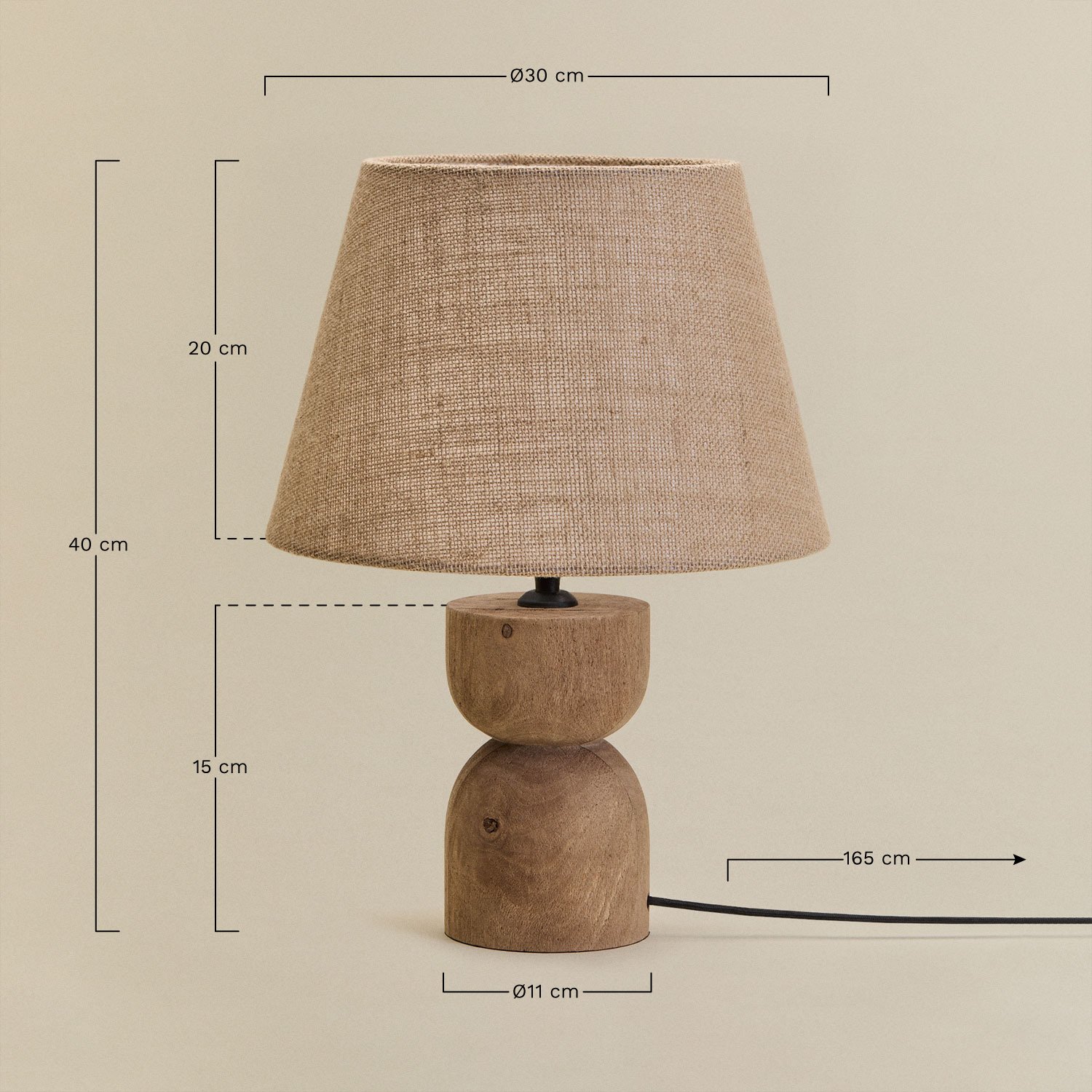Lámpara de mesa Diniz, medidas