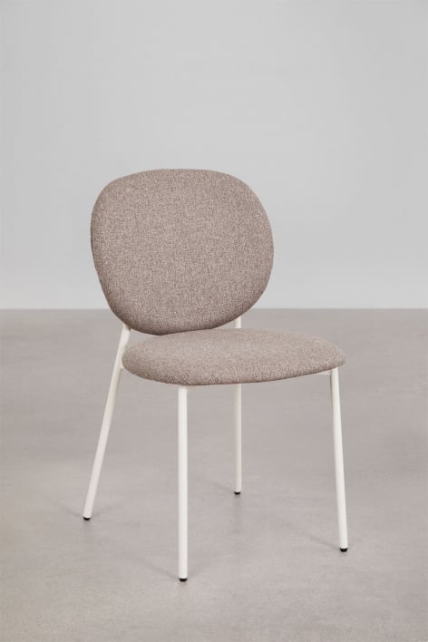 Pack de 4 sillas de comedor apilables tapizadas Gloriel - Tela Marrón Avellana