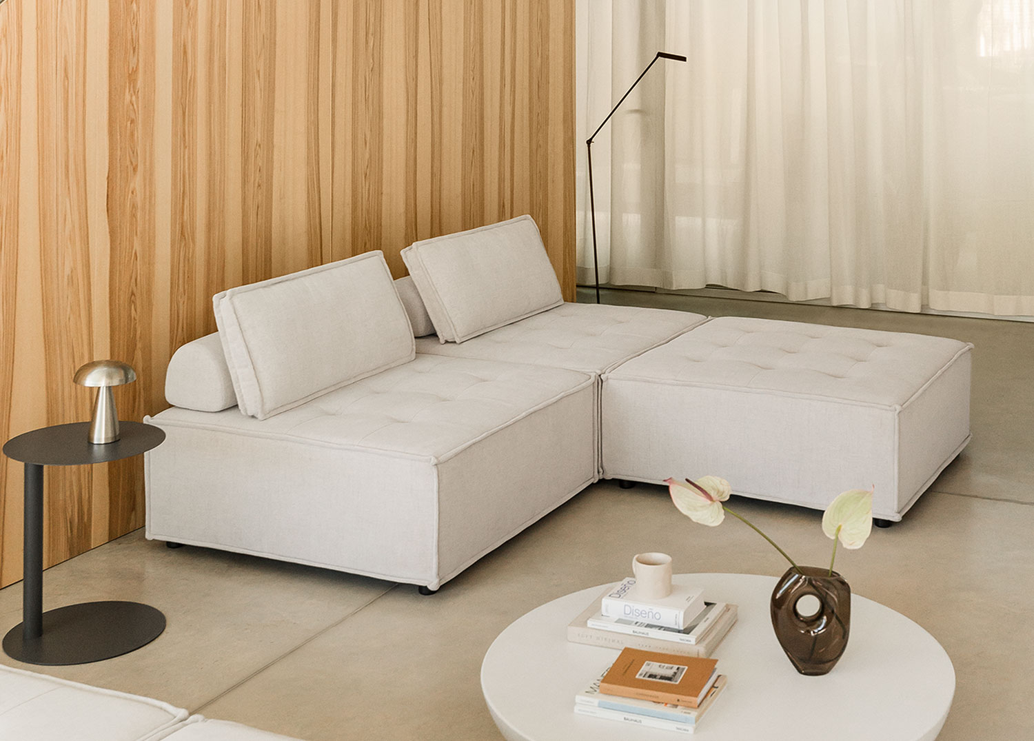 sofa modular beige claro, sofa esquinero moderno