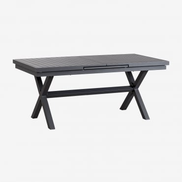 Mesa De Comedor Rectangular Extensible En Aluminio Karena Gris Grafito & 180 - 240 X 90 Cm - Sklum