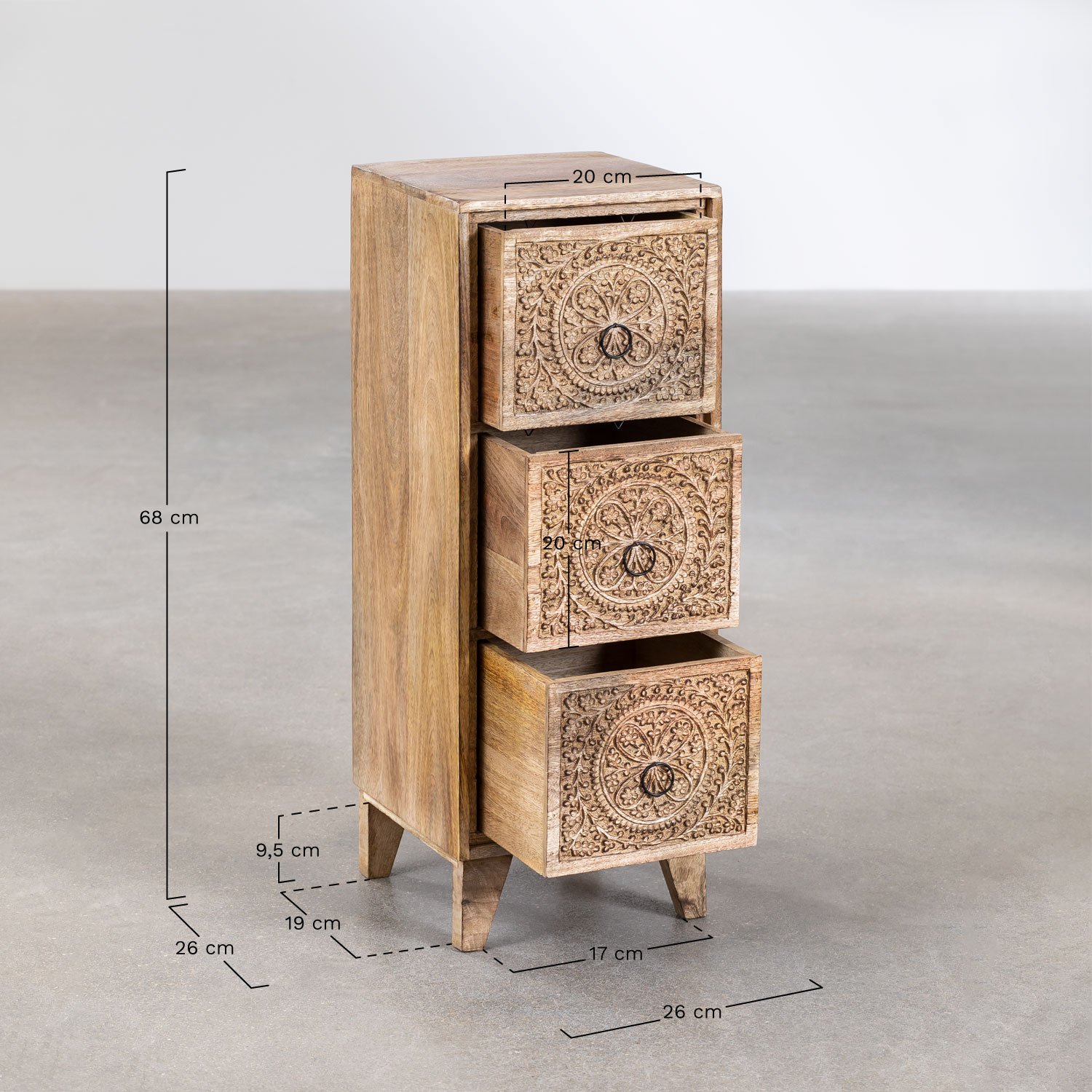 Cajonera en madera de mango Utara      , medidas