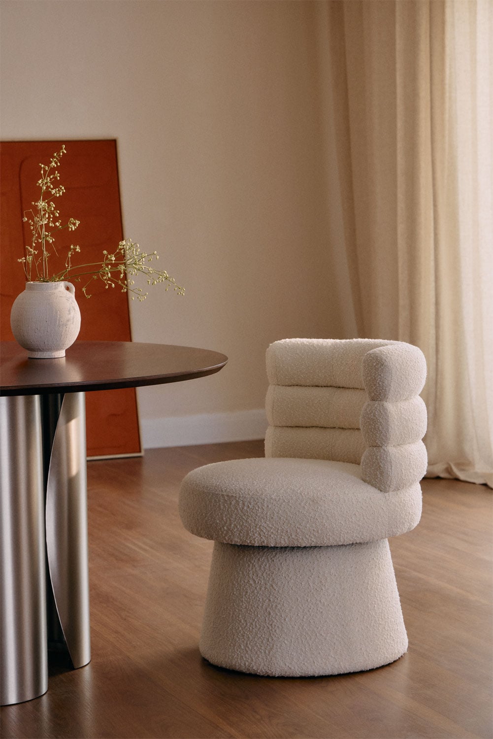 Sillón butaca tapizado bouclé beige