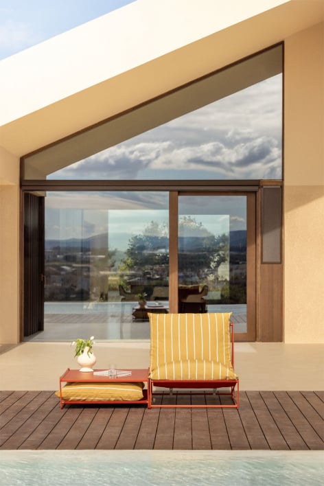 Conjunto de jardín con sillón y mesa auxiliar convertible Amaro - Amarillo Miel - Rojo Arcilla